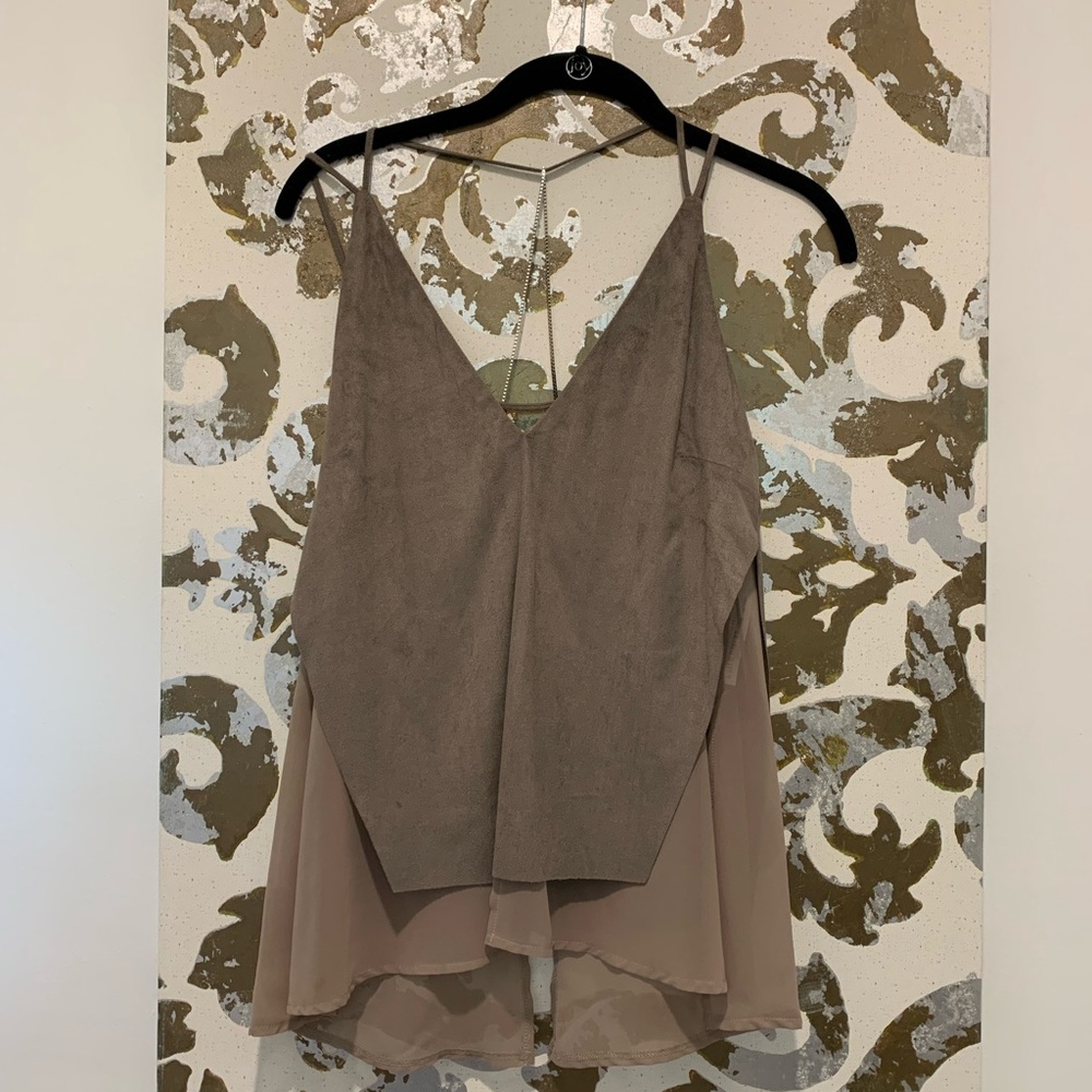 New Zara Detailed Suede Tank